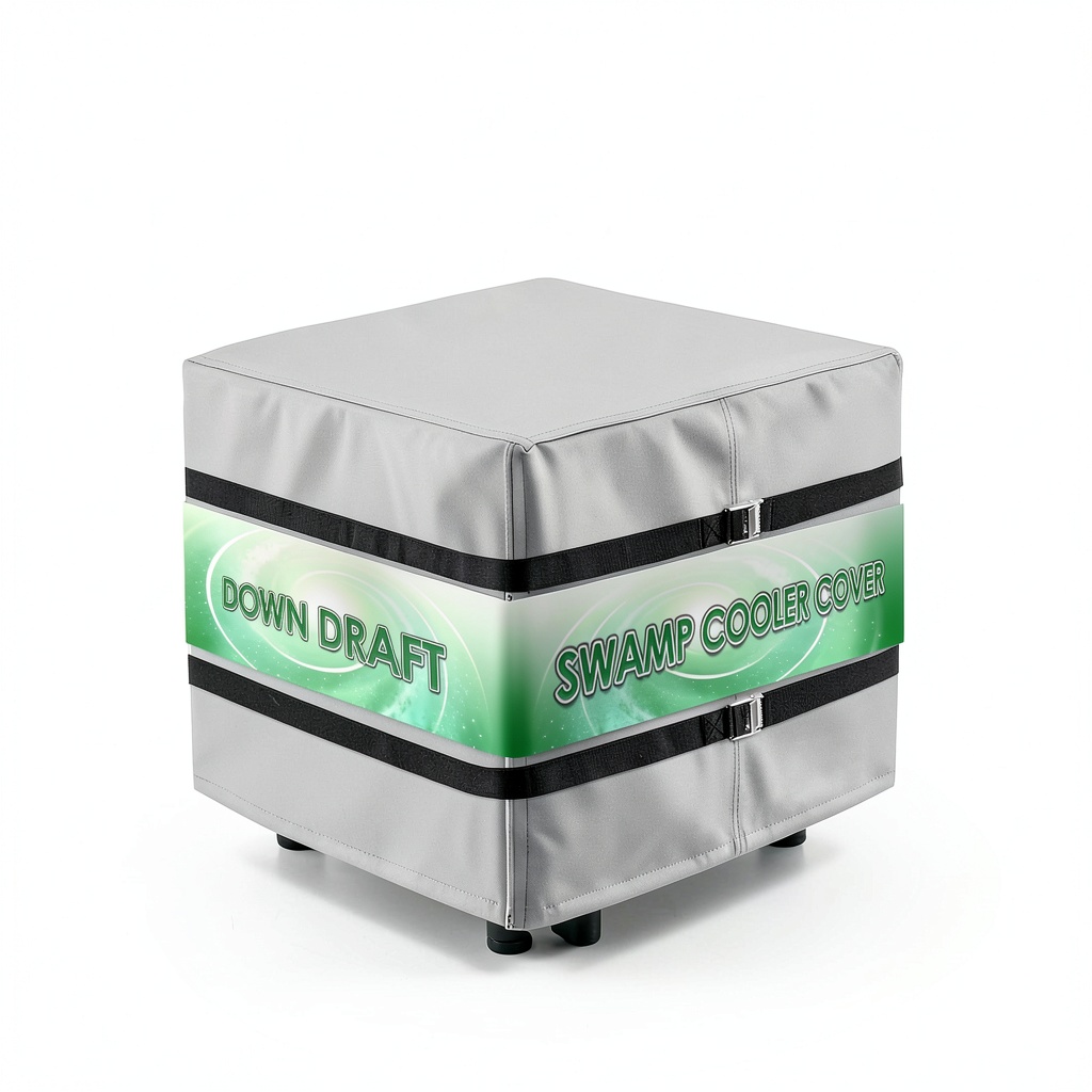 'TWAKAP Down Draft Evaporative Cooler Cover installed on a unit'