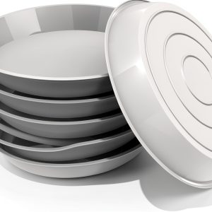 Plant Saucer 6 Pack White 6 Inch Heavy Duty Plastic Tray by UPMCT-0