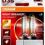 OSRAM Xenarc Night Breaker 220, D3S, +220% More Brightness, Xenon Headlight Bulb, 66340XN2-2HB, Folding Box (2 Lamps)-0
