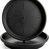 Lechay Black Plant Saucer 12in Round Tray 3 Pack Durable Plastic-0