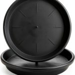 Lechay Black Plant Saucer 12in Round Tray 3 Pack Durable Plastic-0