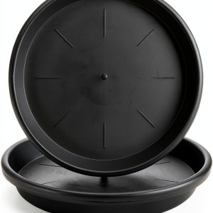 Lechay Black Plant Saucer 12in Round Tray 3 Pack Durable Plastic-0
