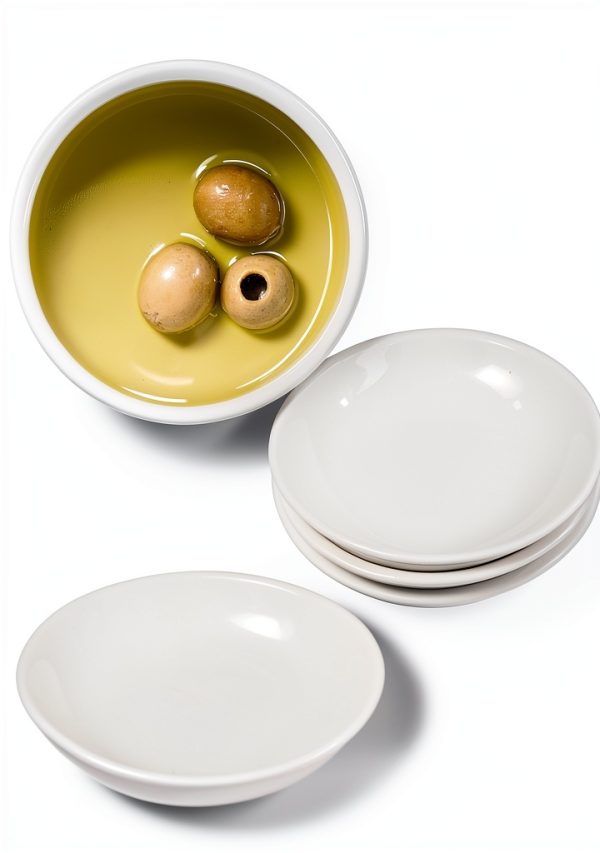 Iconikal 4 Pack White Ceramic Dipping Oil Dishes Plant Saucers-0