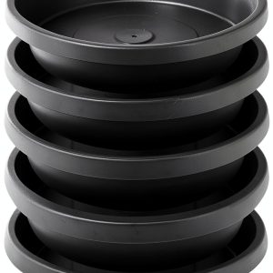 NIMYAU Plant Saucer 5 Pack 6 Inch Black Plastic Tray Indoor Outdoor-0
