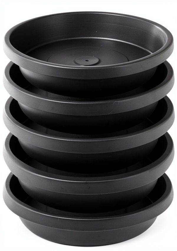 NIMYAU Plant Saucer 5 Pack 6 Inch Black Plastic Tray Indoor Outdoor-0