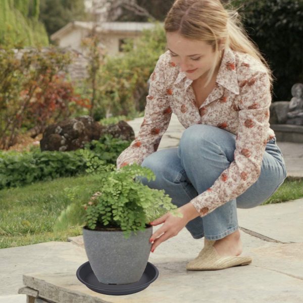 Plant Saucer Pot Tray MSKIAUO 6 Pack Black Plastic Water Catch 6‑inch-4
