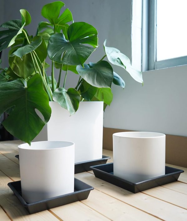 Square Plant Saucer 10" Black NIMYAU Plastic Tray for Indoor Pots-2