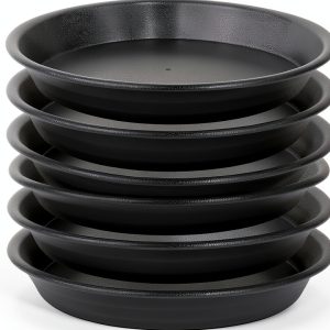Plant Saucer Pot Tray MSKIAUO 6 Pack Black Plastic Water Catch 6‑inch-0
