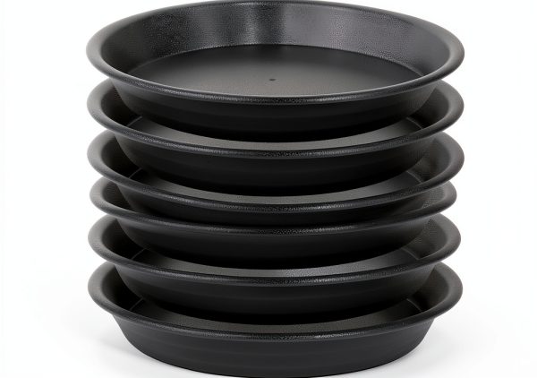 Plant Saucer Pot Tray MSKIAUO 6 Pack Black Plastic Water Catch 6‑inch-0