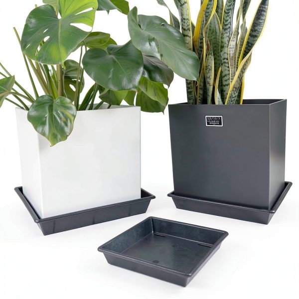 Square Plant Saucer 10" Black NIMYAU Plastic Tray for Indoor Pots-5