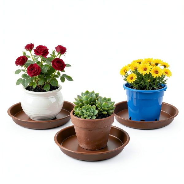 Plant Saucer 10" Brown Heavy-Duty Plastic Tray - TITE 3-Pack-2