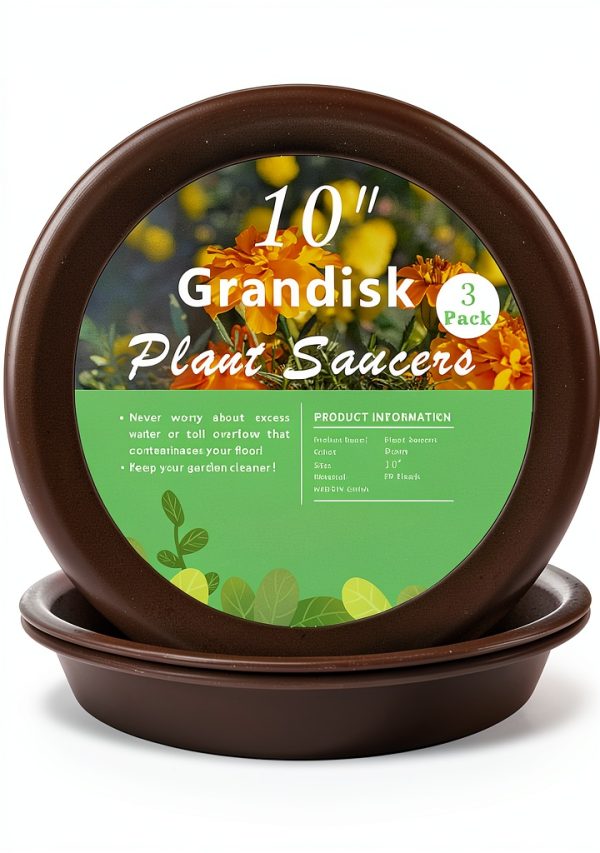 Plant Saucer 10" Brown Heavy-Duty Plastic Tray - TITE 3-Pack-0