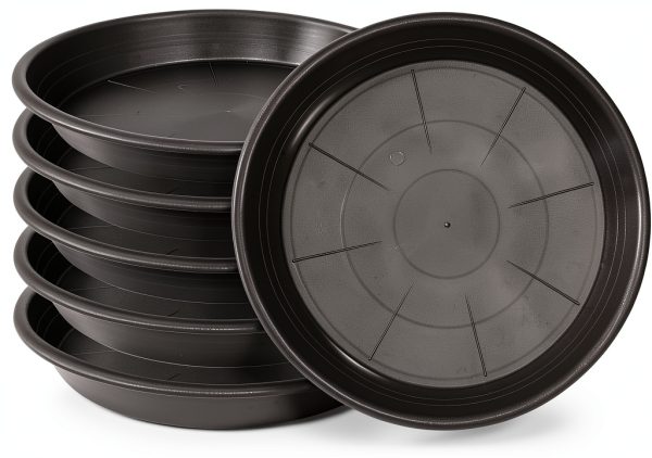 Grjoprt 6 Pack Black Plastic Plant Saucer Tray 6inch Saucers-0