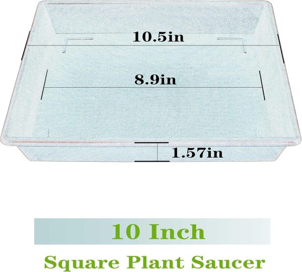 Square Plant Saucer 10" Black NIMYAU Plastic Tray for Indoor Pots-1