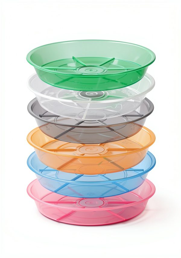 Afrine 6 Pack 4‑Inch Plant Saucer Drip Tray – Heavy Clear Plastic-1