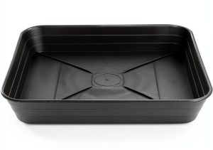 Feyvdzv 6 Inch Square Plant Saucer Tray Durable Plastic 4 Pack Black-0