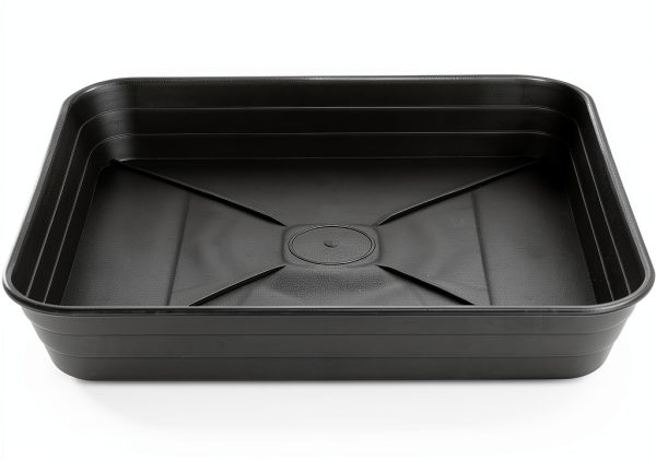 Feyvdzv 6 Inch Square Plant Saucer Tray Durable Plastic 4 Pack Black-0