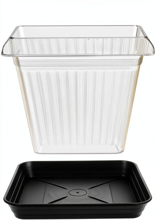 Feyvdzv 6 Inch Square Plant Saucer Tray Durable Plastic 4 Pack Black-4