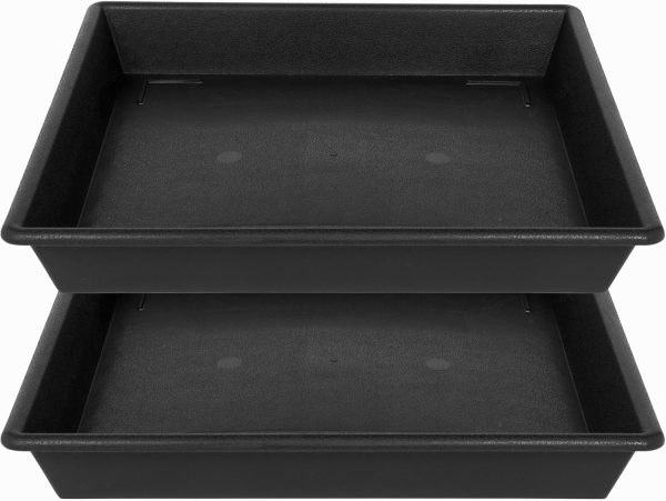 Square Plant Saucer 10" Black NIMYAU Plastic Tray for Indoor Pots-0